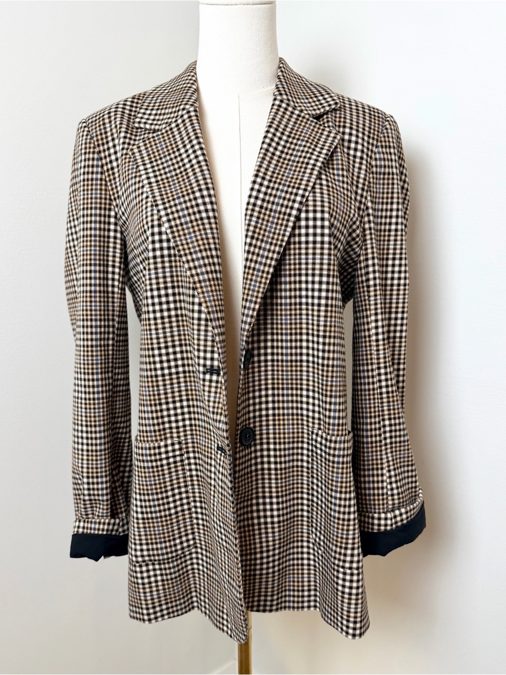 Treasure & Bond Plaid Blazer in Brown, Black & Cream Small Fits Oversized Fit